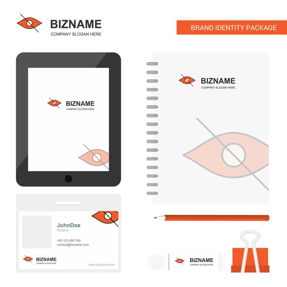 Not seen Business Logo Tab App Diary PVC Employee Card and USB Brand Stationary Package Design Vector Template