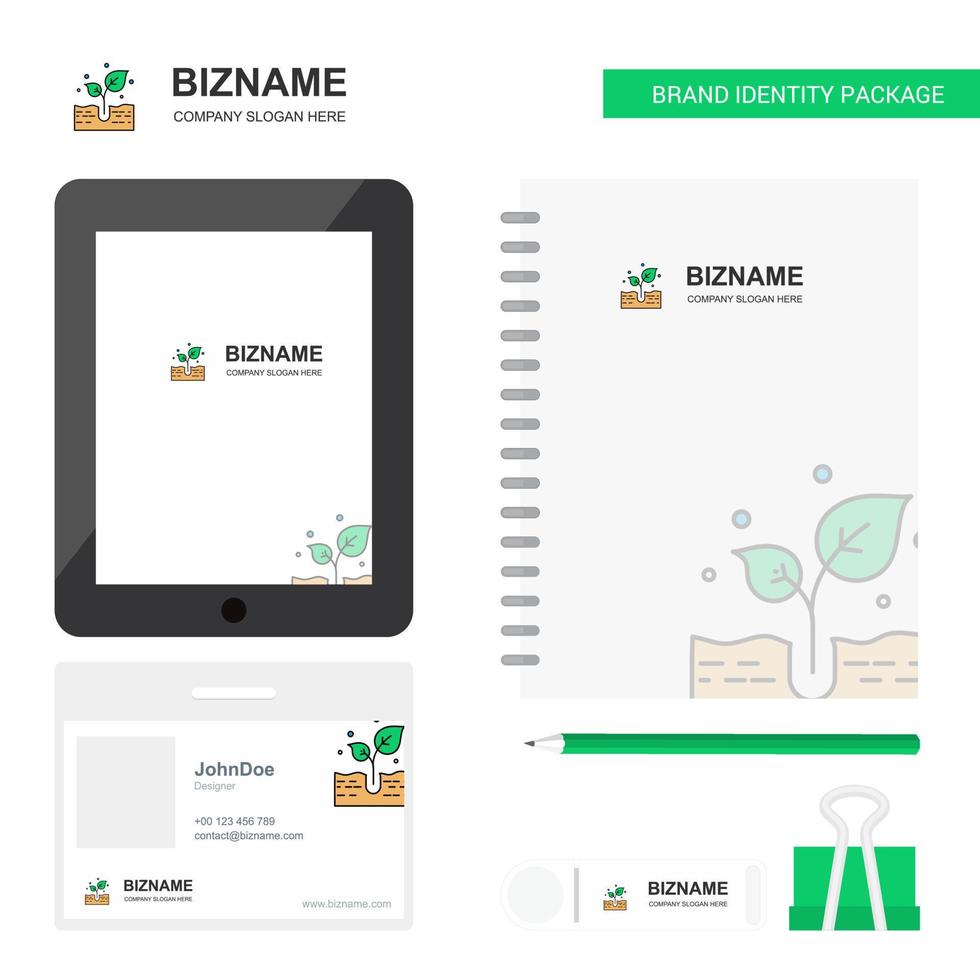 Plant Business Logo Tab App Diary PVC Employee Card and USB Brand Stationary Package Design Vector Template