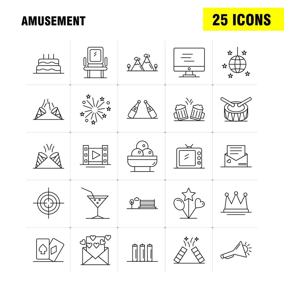 Amusement Line Icon for Web Print and Mobile UXUI Kit Such as Monitor Screen Play Media Amusement Park Confetti Confetti Pictogram Pack Vector