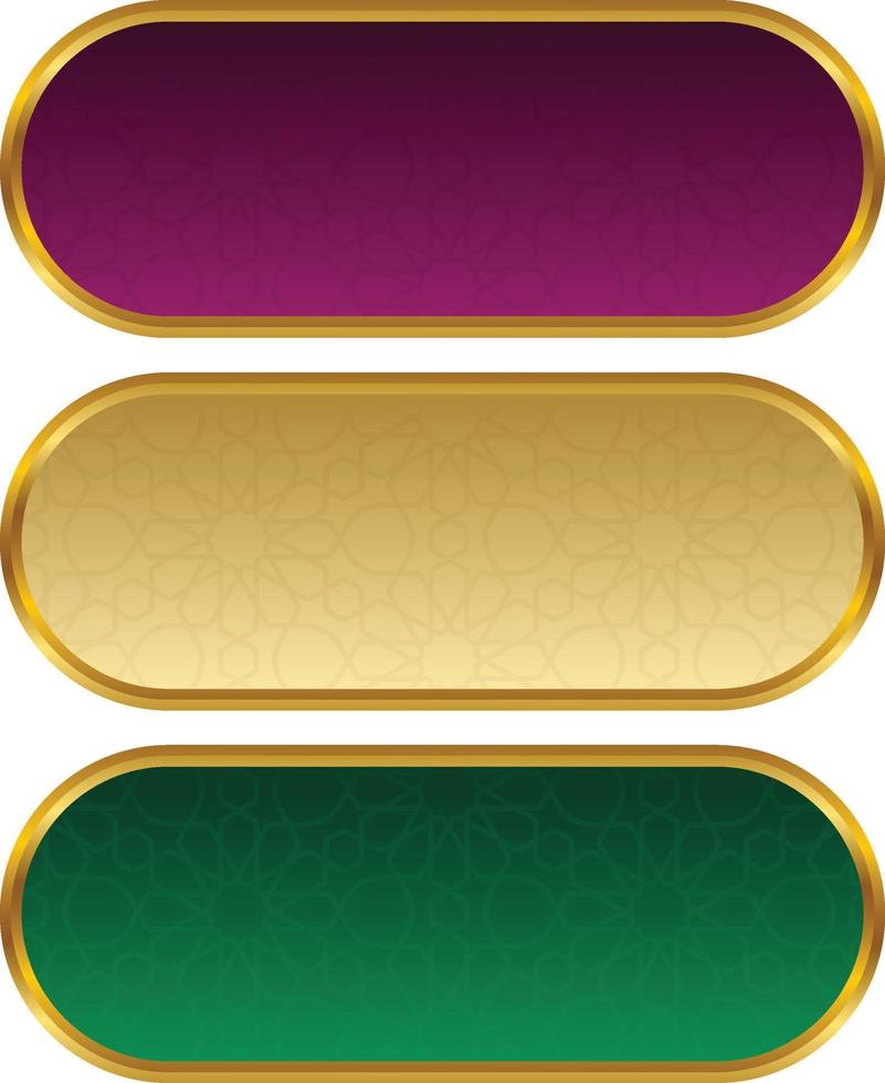 Set Of Luxury Golden Arabic Islamic Banner Title Frame Png Transparent Background Gold Text Box Vector Design Images