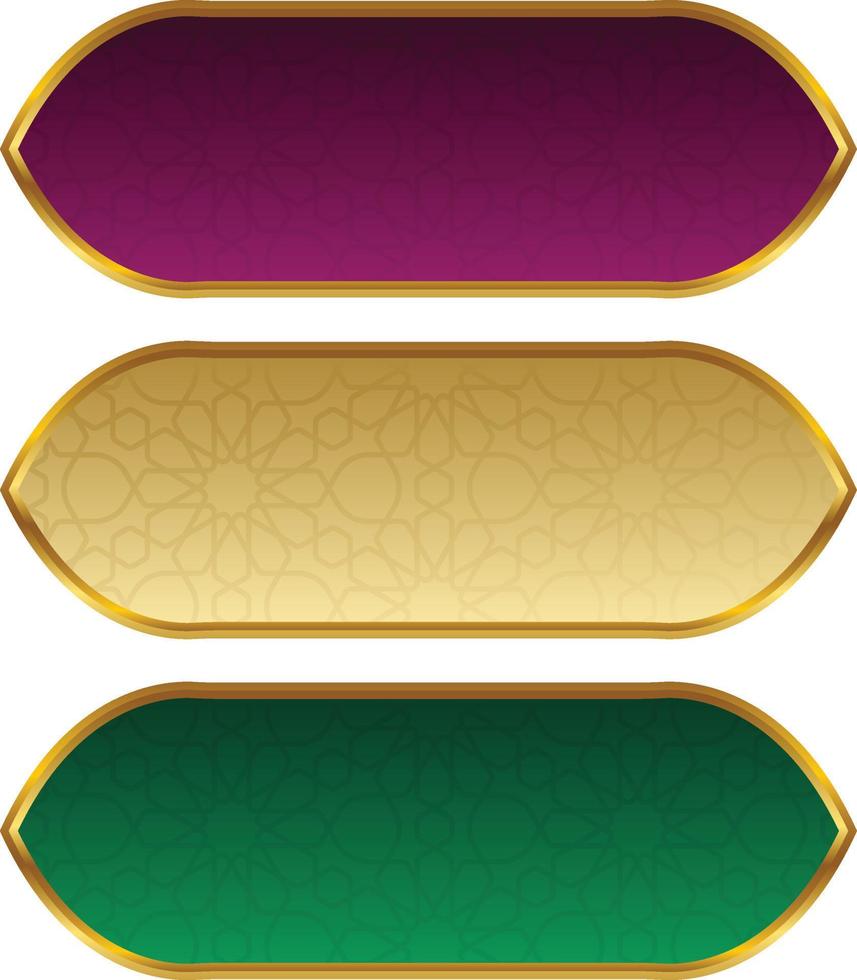 Set Of Luxury Golden Arabic Islamic Banner Title Frame Png Transparent Background Gold Text Box Vector Design Images