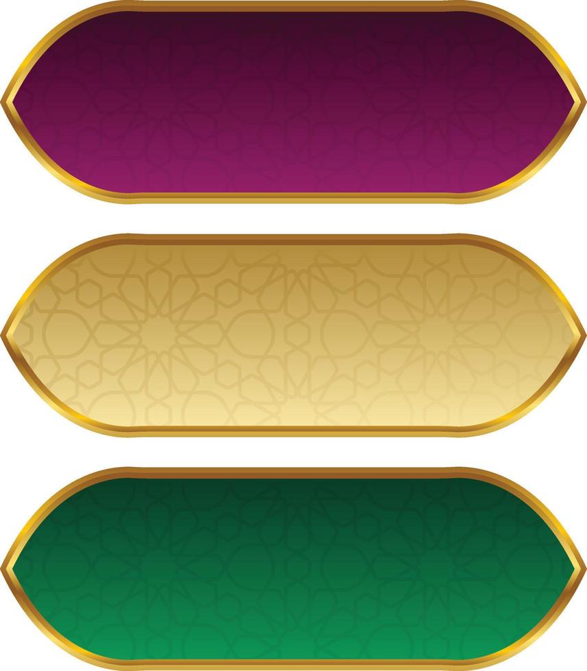 conjunto de marco de título de banner islámico árabe dorado de lujo png fondo transparente cuadro de texto dorado imágenes de diseño vectorial vector