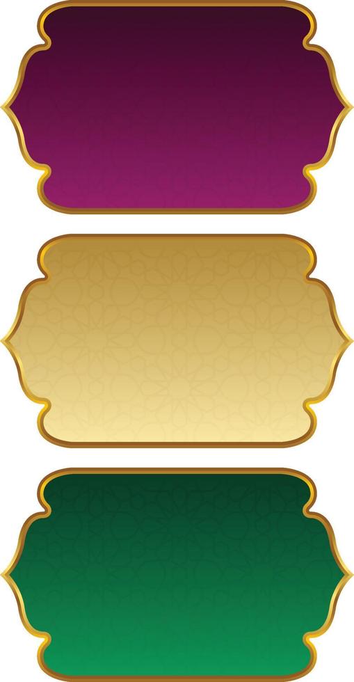 Set Of Luxury Golden Arabic Islamic Banner Title Frame Png Transparent Background Gold Text Box Vector Design Images