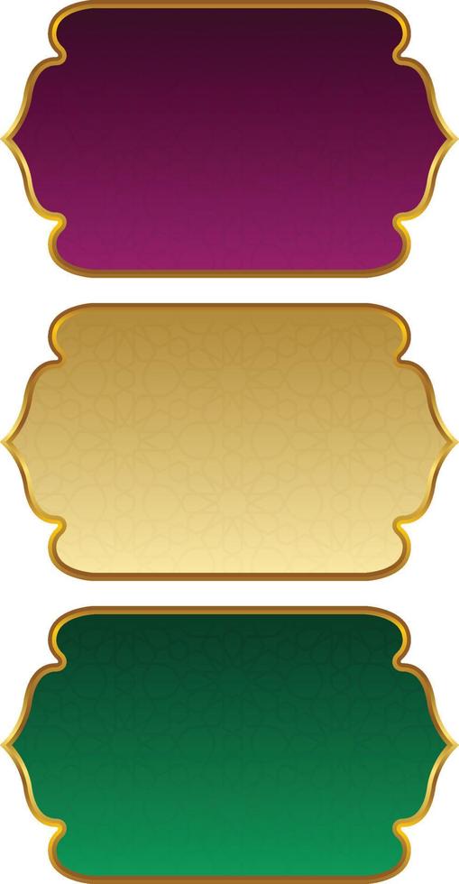 conjunto de marco de título de banner islámico árabe dorado de lujo png fondo transparente cuadro de texto dorado imágenes de diseño vectorial vector