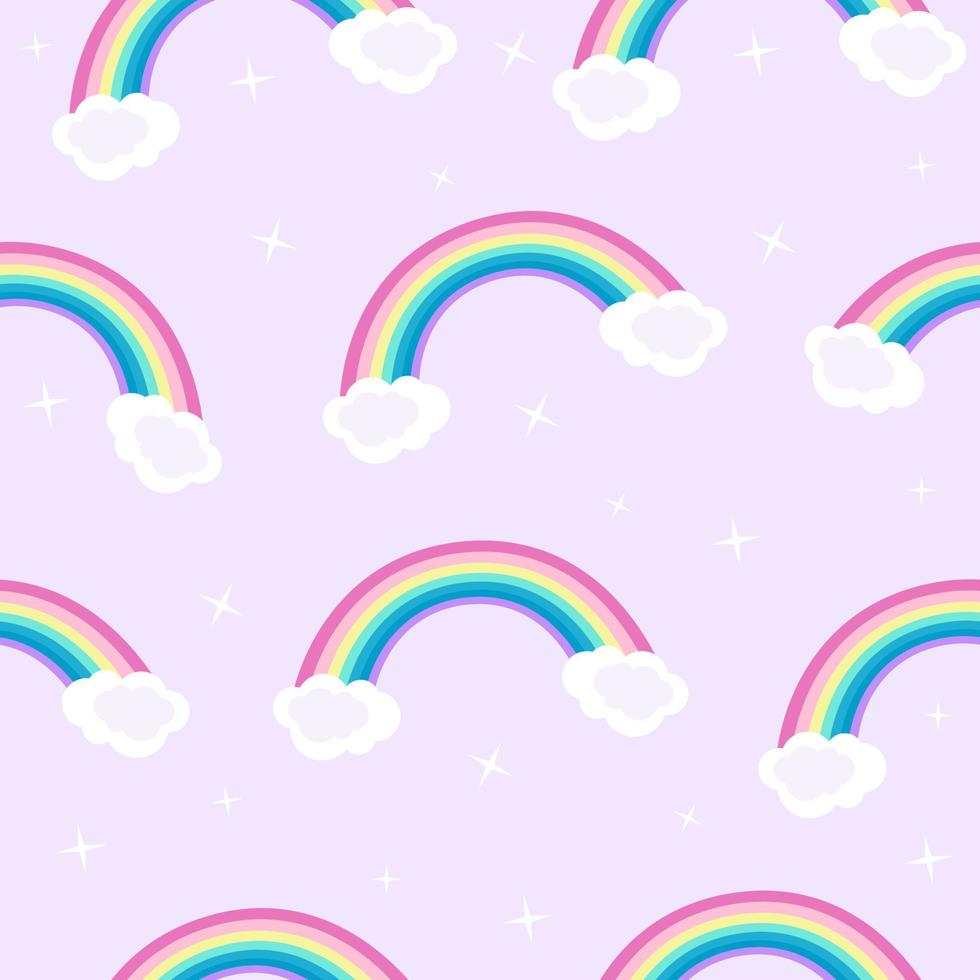 Seamless pattern with rainbow and clouds. Pattern can be used in print or typography vector