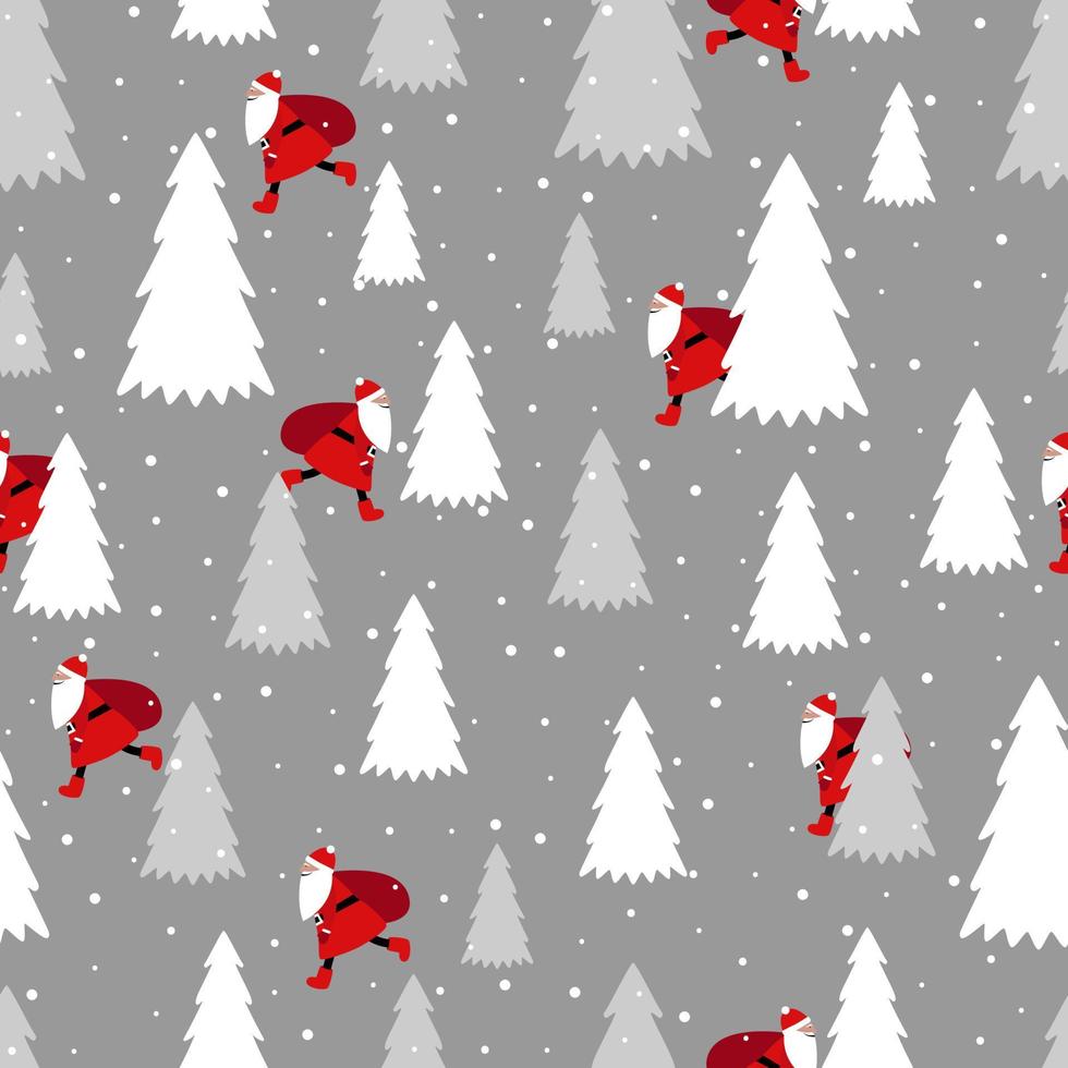 Christmas seamless pattern with Santa Claus and christmas tree. Can be used for fabric, wrapping paper, scrapbooking, textile and other design. vector