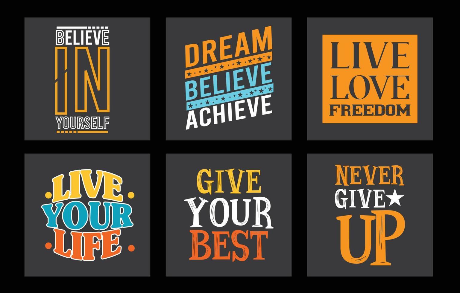 conjunto de diseño de camiseta tipográfica motivacional vector