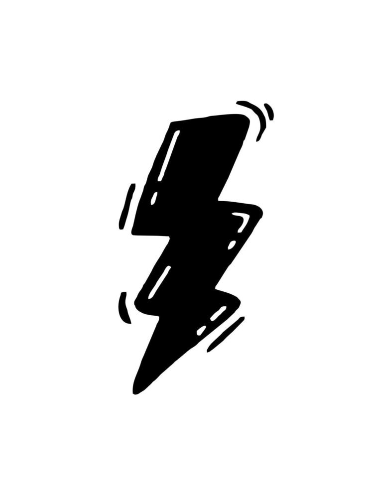 Lightning storm illustration for comics. Retro design element. Vector doodle illustration