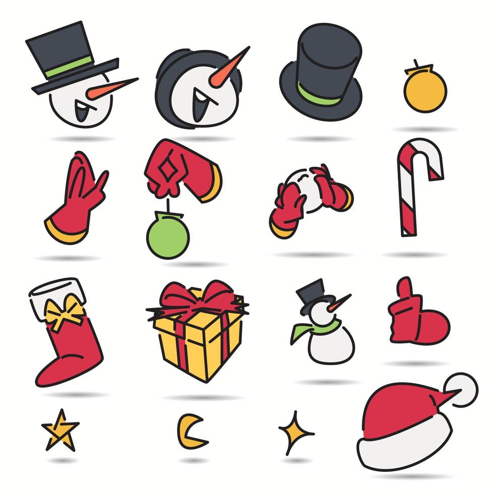 Christmas themed clip art in flat design style vector