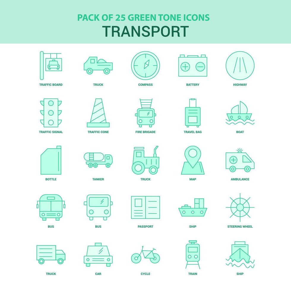 25 Green Transport Icon set vector