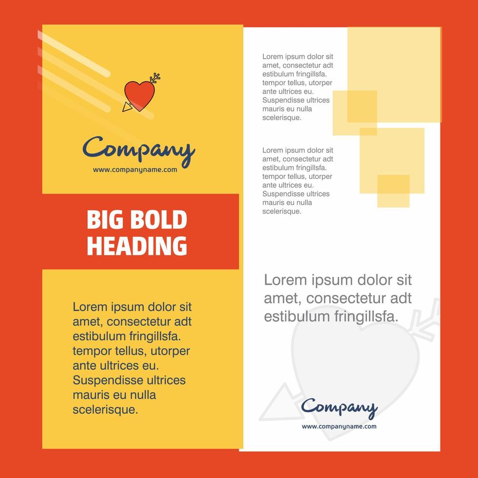 Heart Company Brochure Title Page Design Company profile annual report presentations leaflet Vector Background