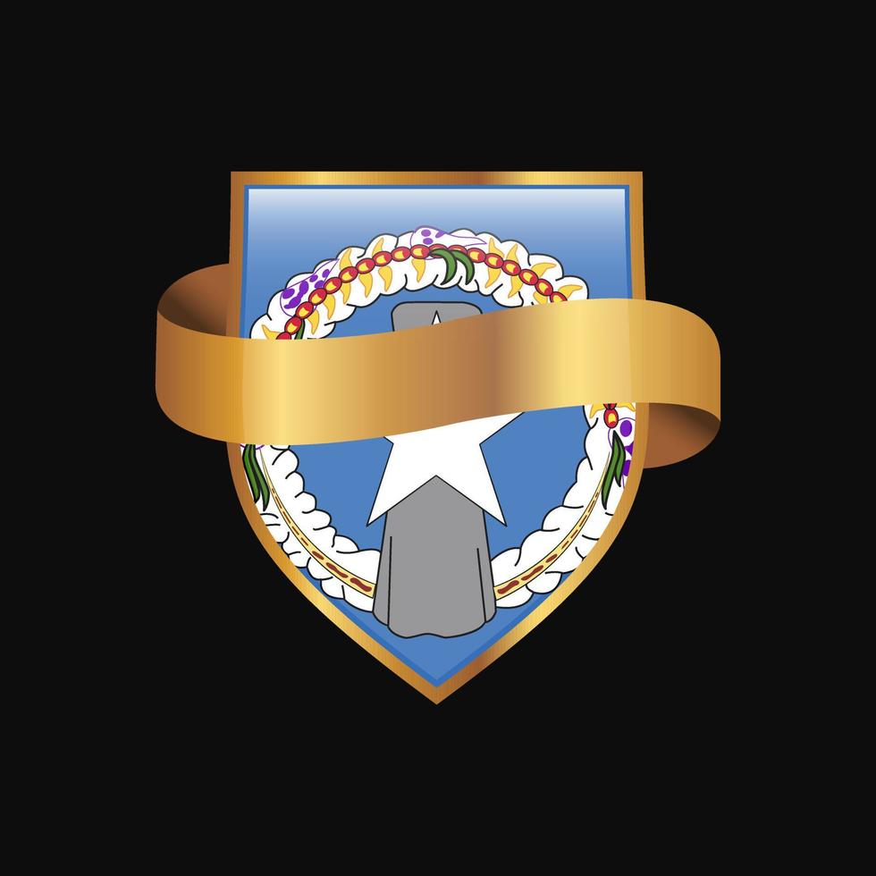 bandera de las islas marianas del norte vector de diseño de insignia dorada