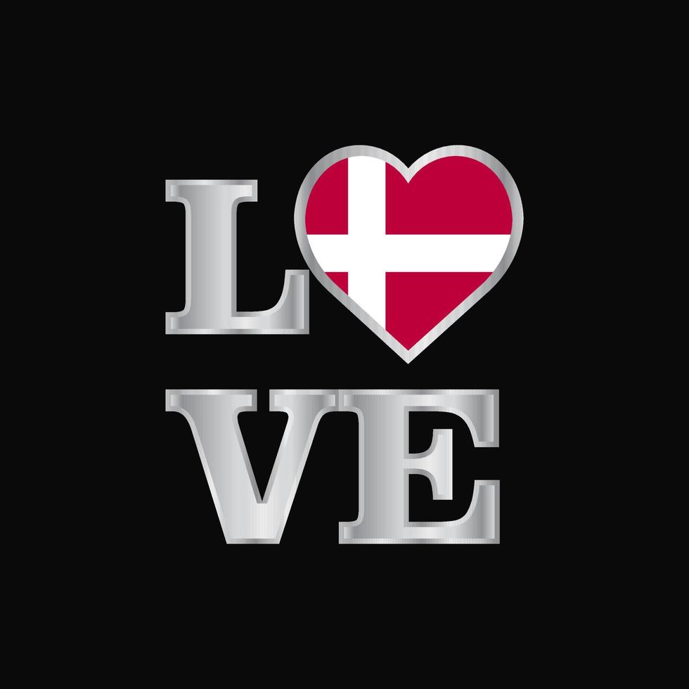 Love typography Denmark flag design vector beautiful lettering