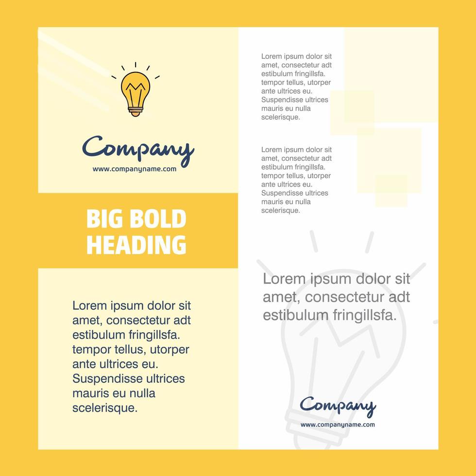 Bulb Company Brochure Title Page Design Company profile annual report presentations leaflet Vector Background