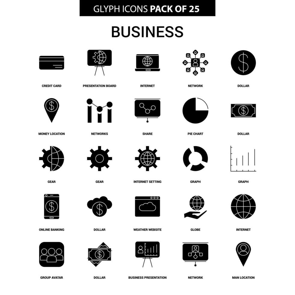 Business Glyph Vector Icon set