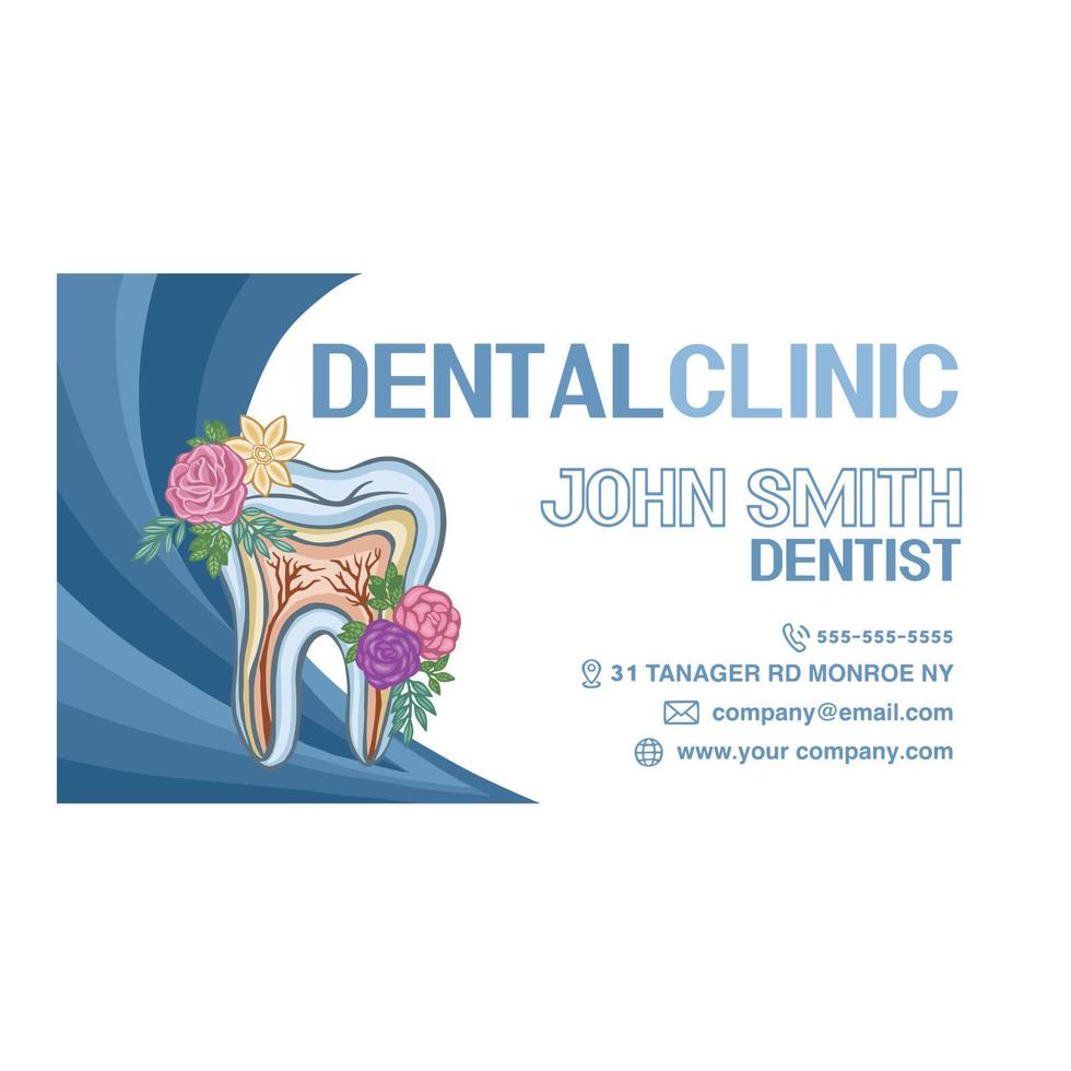 Dental clinic business card, healthy mouth, vector