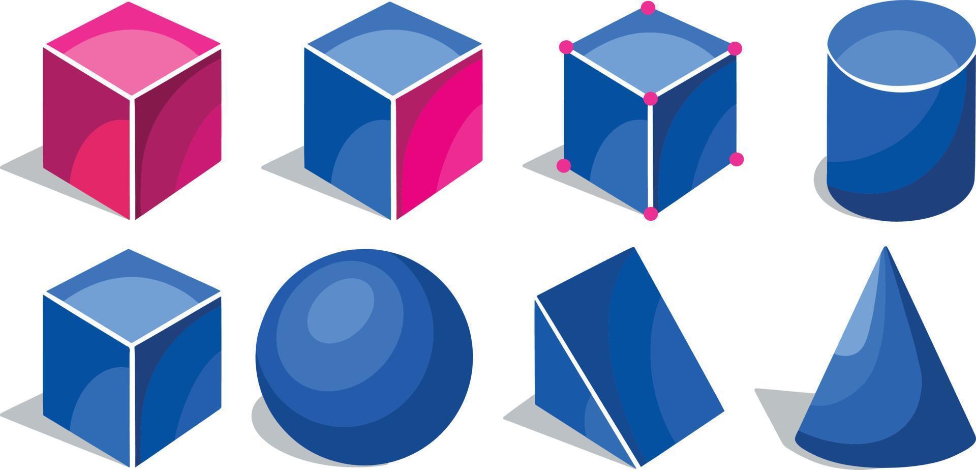 Symbol icon vector blue Stereometry volumetric faces geometry shapes