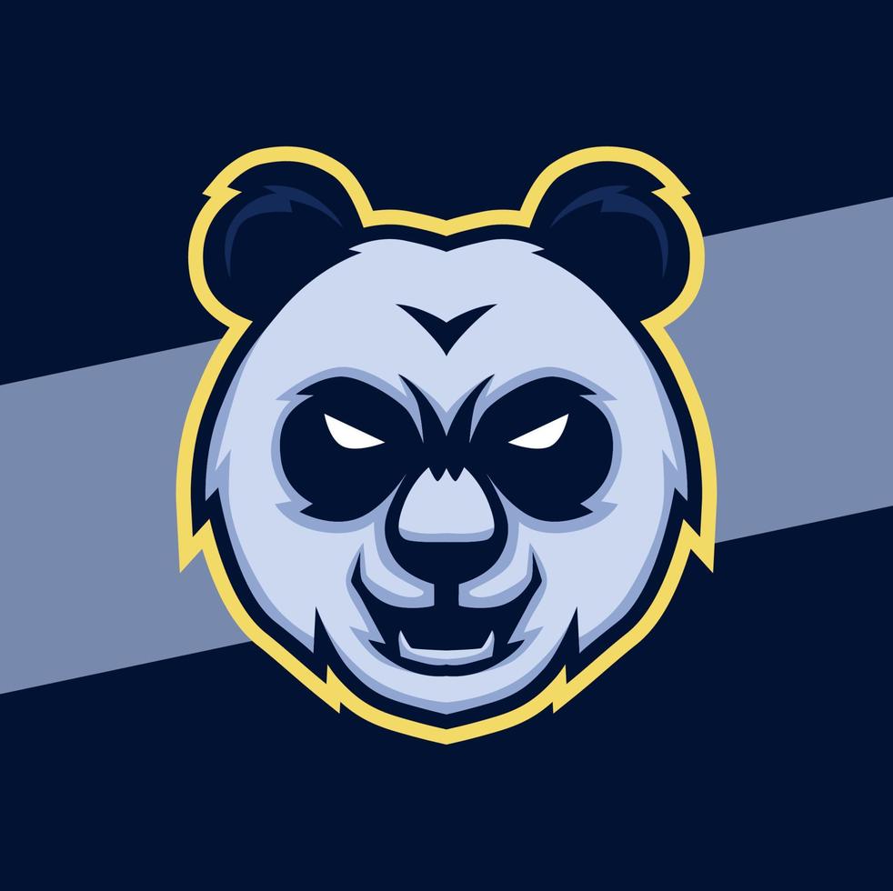 diseño agresivo del personaje del logotipo de e-sport de la mascota de la cabeza de panda para el logotipo deportivo y de jugador vector