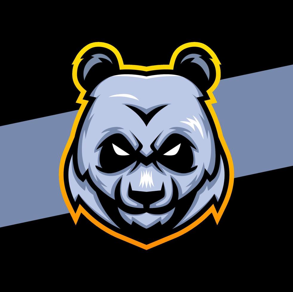 diseño agresivo del personaje del logotipo de e-sport de la mascota de la cabeza de panda para el logotipo deportivo y de jugador vector