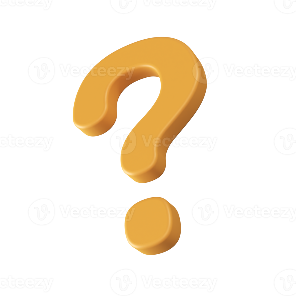 question mark icon questioning for answers. 3d illustration with clipping path. png