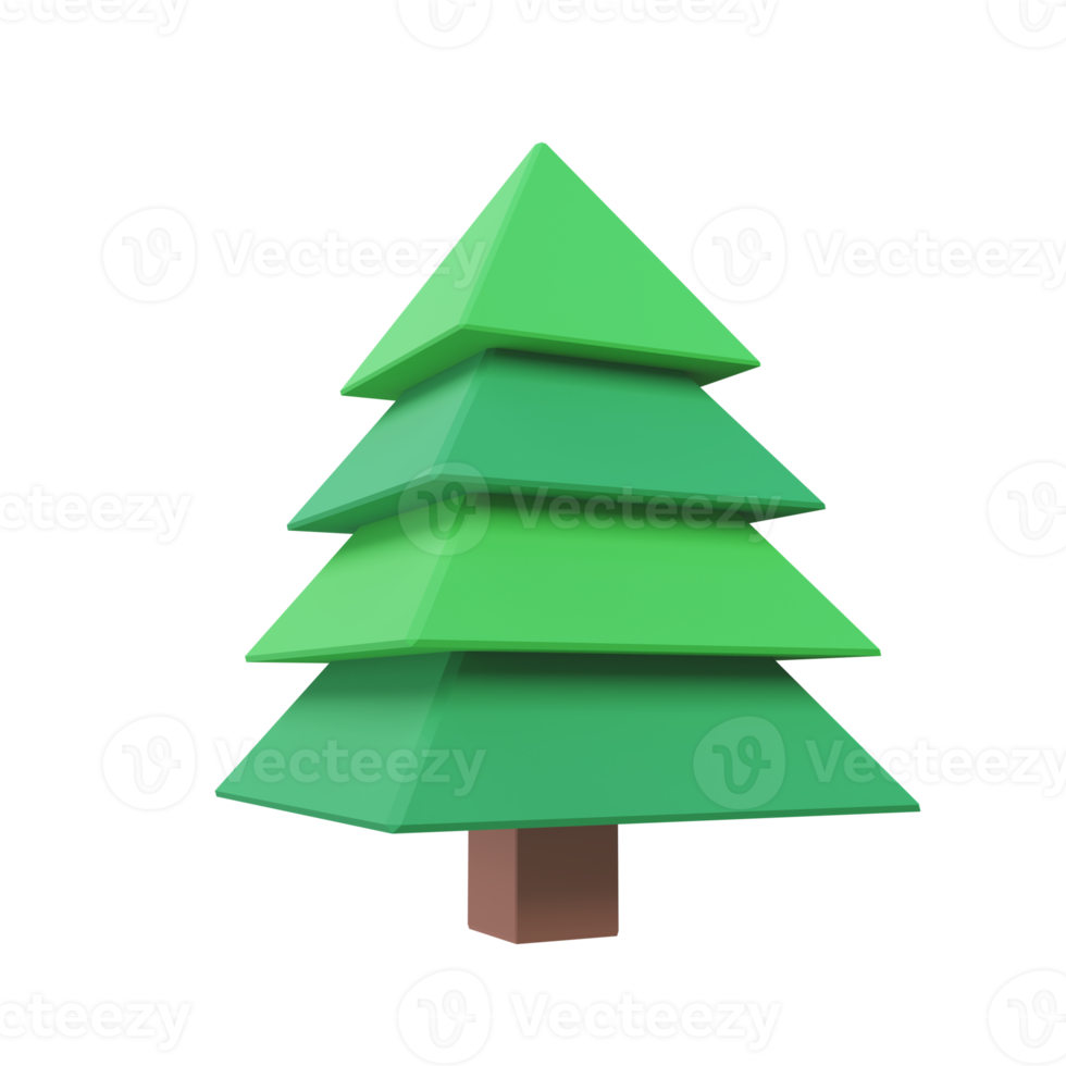 Pinos verdes 3d para decoraciones navideñas png