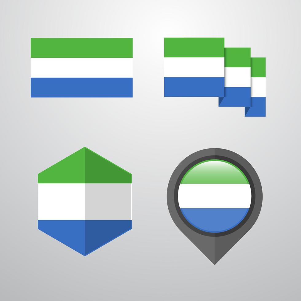 Sierra Leone flag design set vector