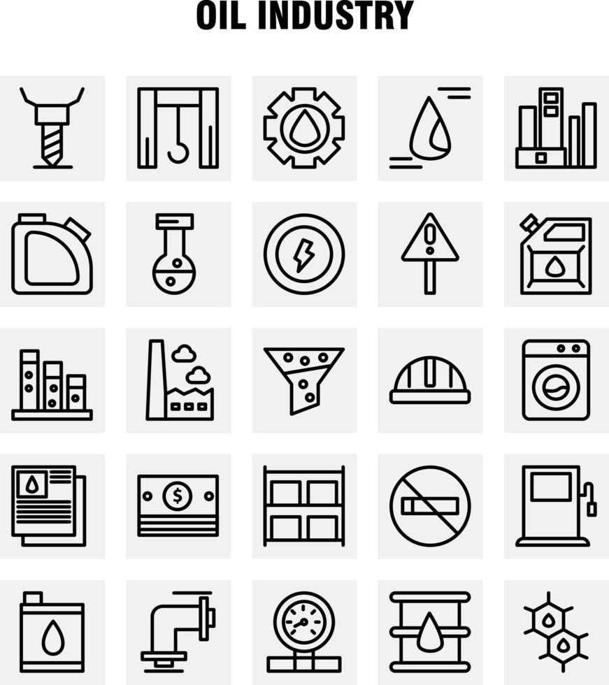 paquete de iconos de la línea de la industria petrolera para diseñadores y desarrolladores vector