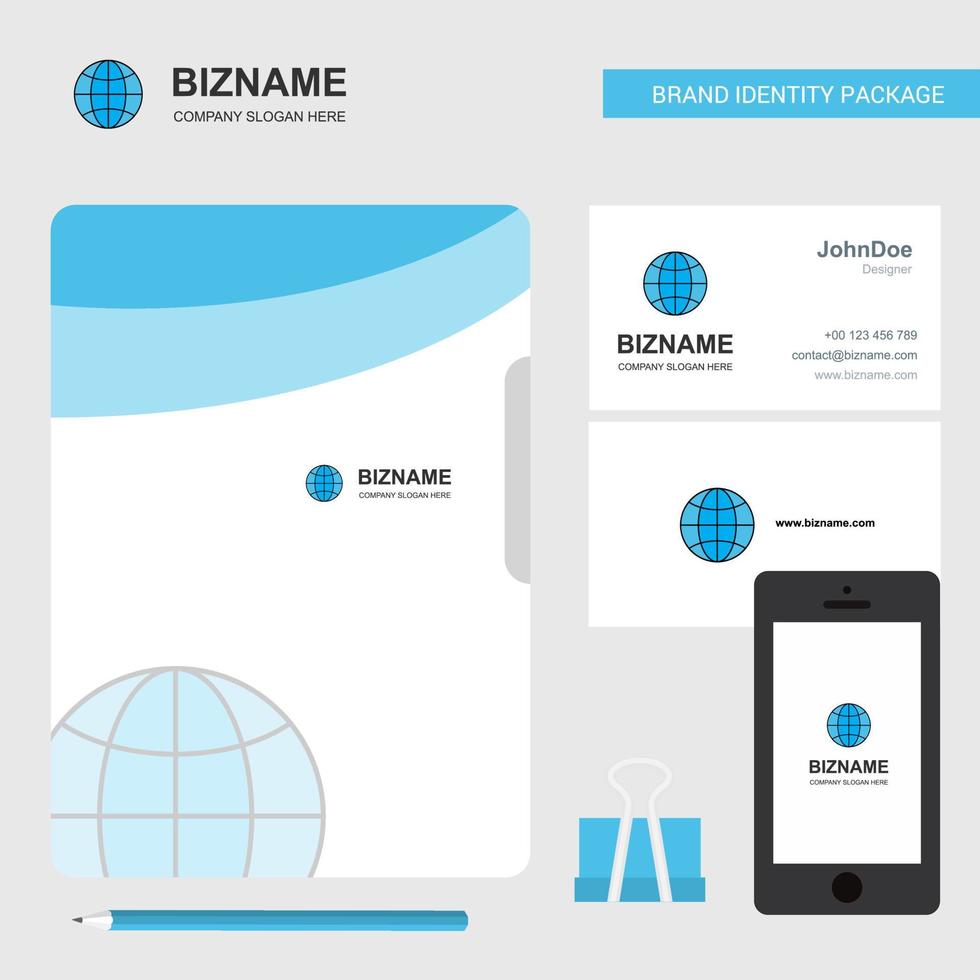 tarjeta de visita de cubierta de archivo de logotipo de empresa de globo y diseño de aplicación móvil ilustración vectorial vector
