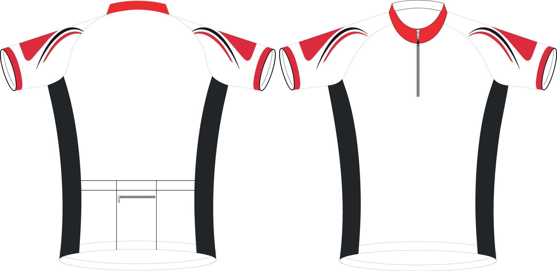 jerseys de ciclismo, plantilla de maqueta deportiva de manga corta, maqueta de chaqueta con cremallera uniforme de ciclismo, archivos vectoriales completos vector