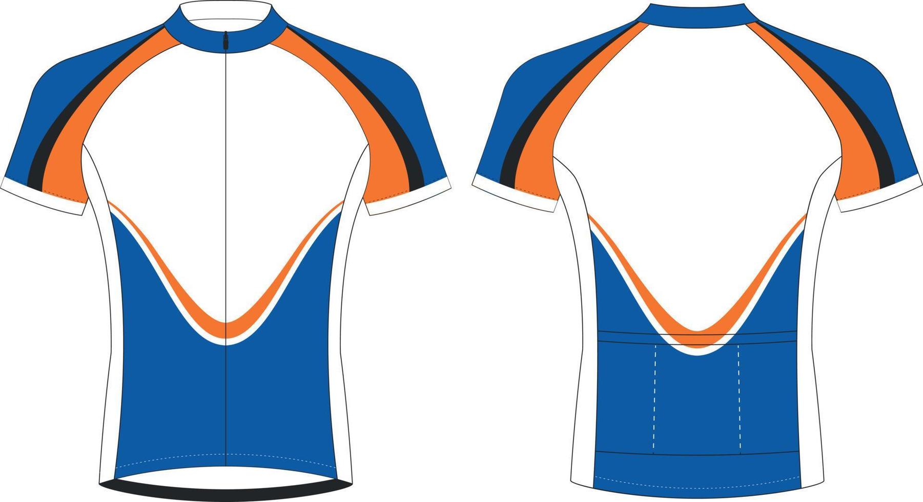 jerseys de ciclismo, plantilla de maqueta deportiva de manga corta, maqueta de chaqueta con cremallera uniforme de ciclismo, archivos vectoriales completos vector