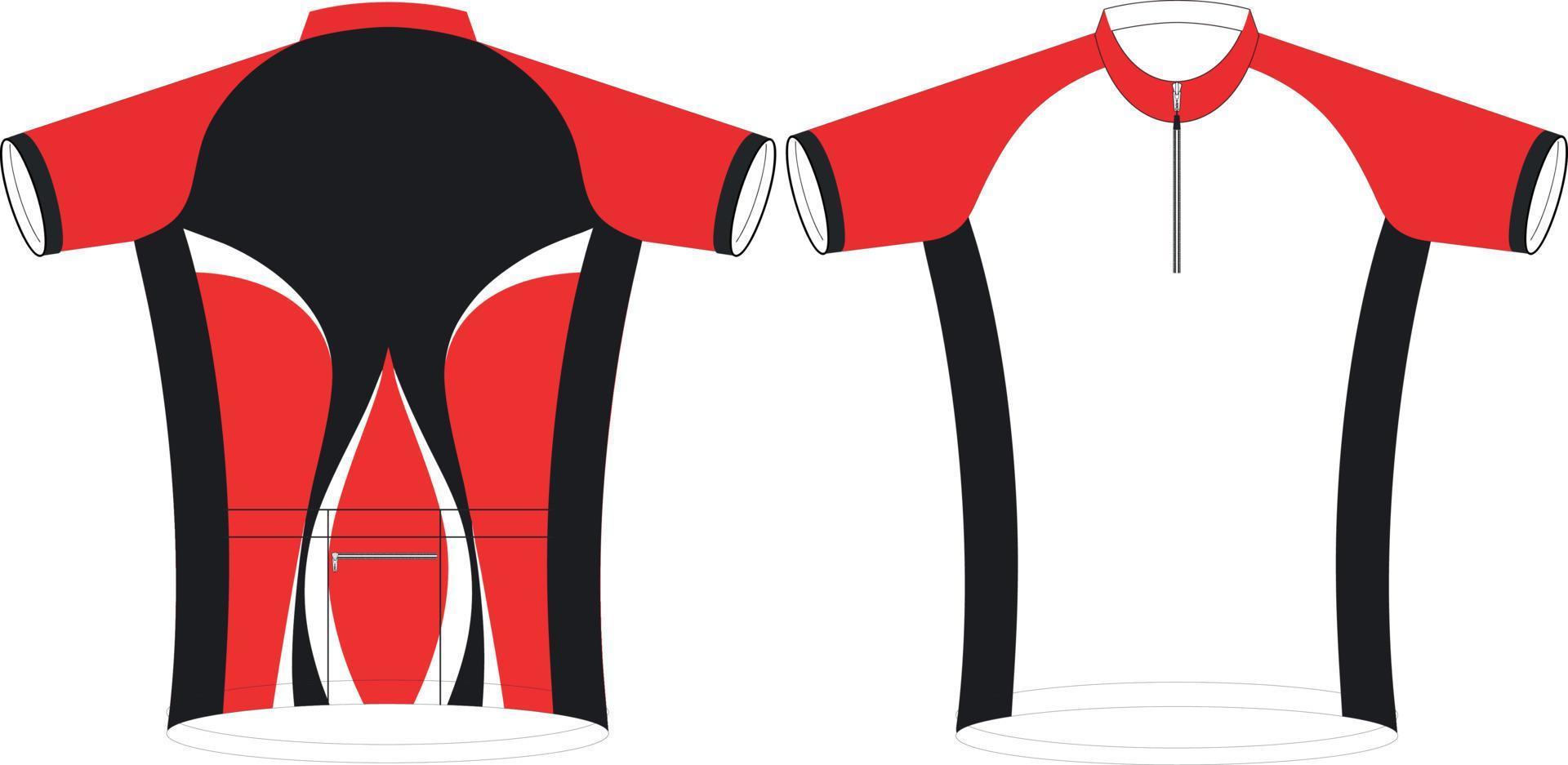 jerseys de ciclismo, plantilla de maqueta deportiva de manga corta, maqueta de chaqueta con cremallera uniforme de ciclismo, archivos vectoriales completos vector