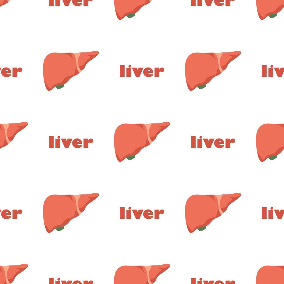 Human liver, cartoon style illustration. Seamless pattern. Vector illustration