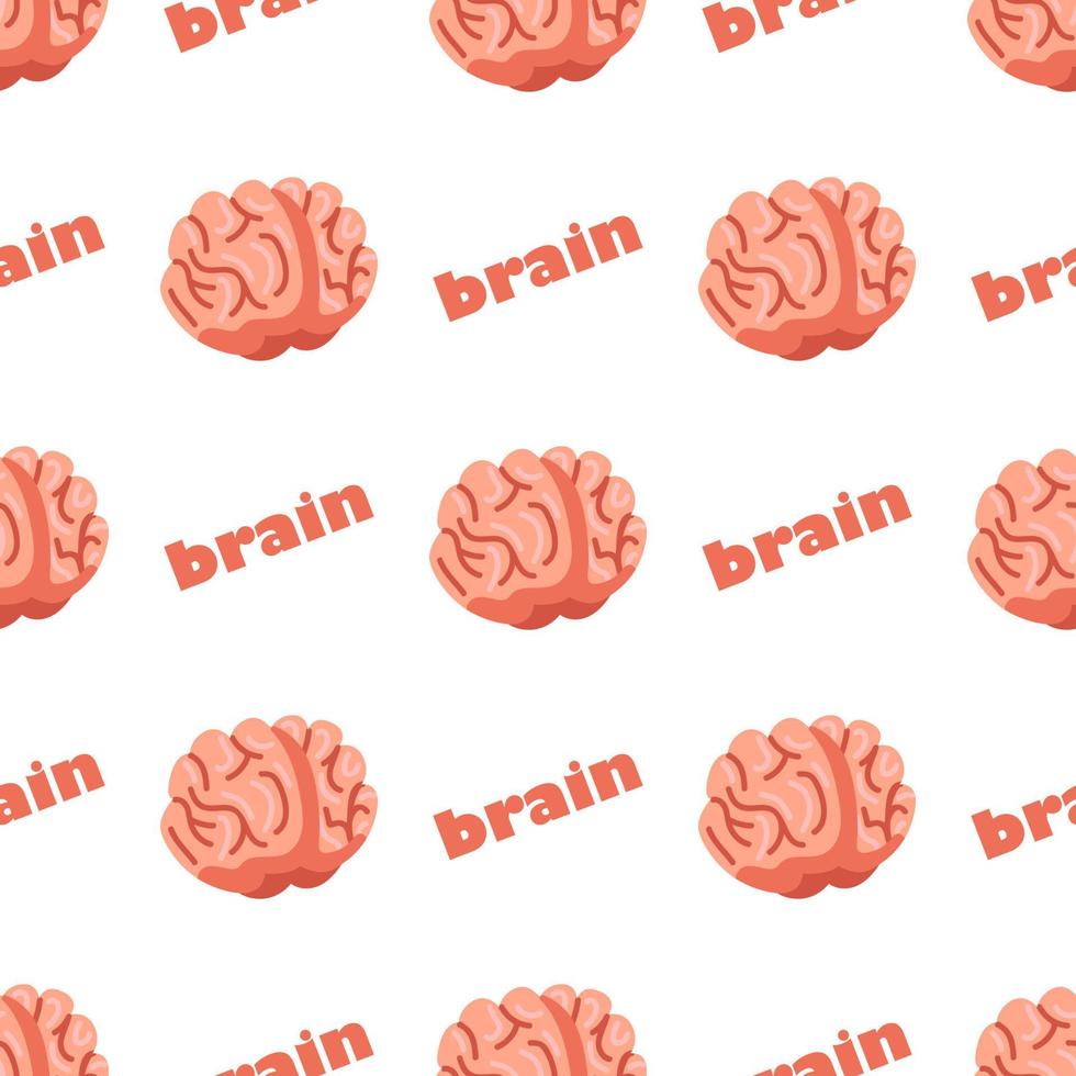 Human brain, cartoon style illustration. Seamless pattern. Vector illustration