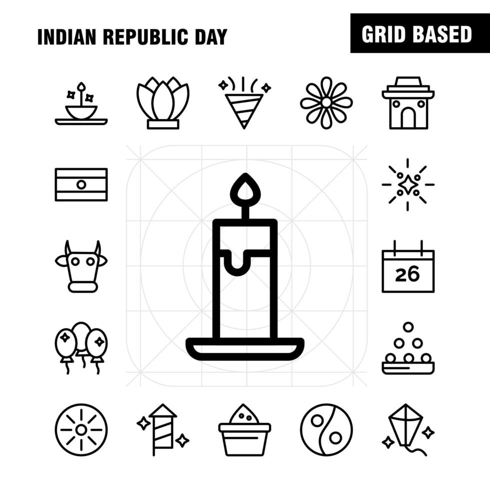 Indian Republic Day Line Icon Pack For Designers And Developers Icons Of Kite Festival Flying India Indian Pot Food Day Vector