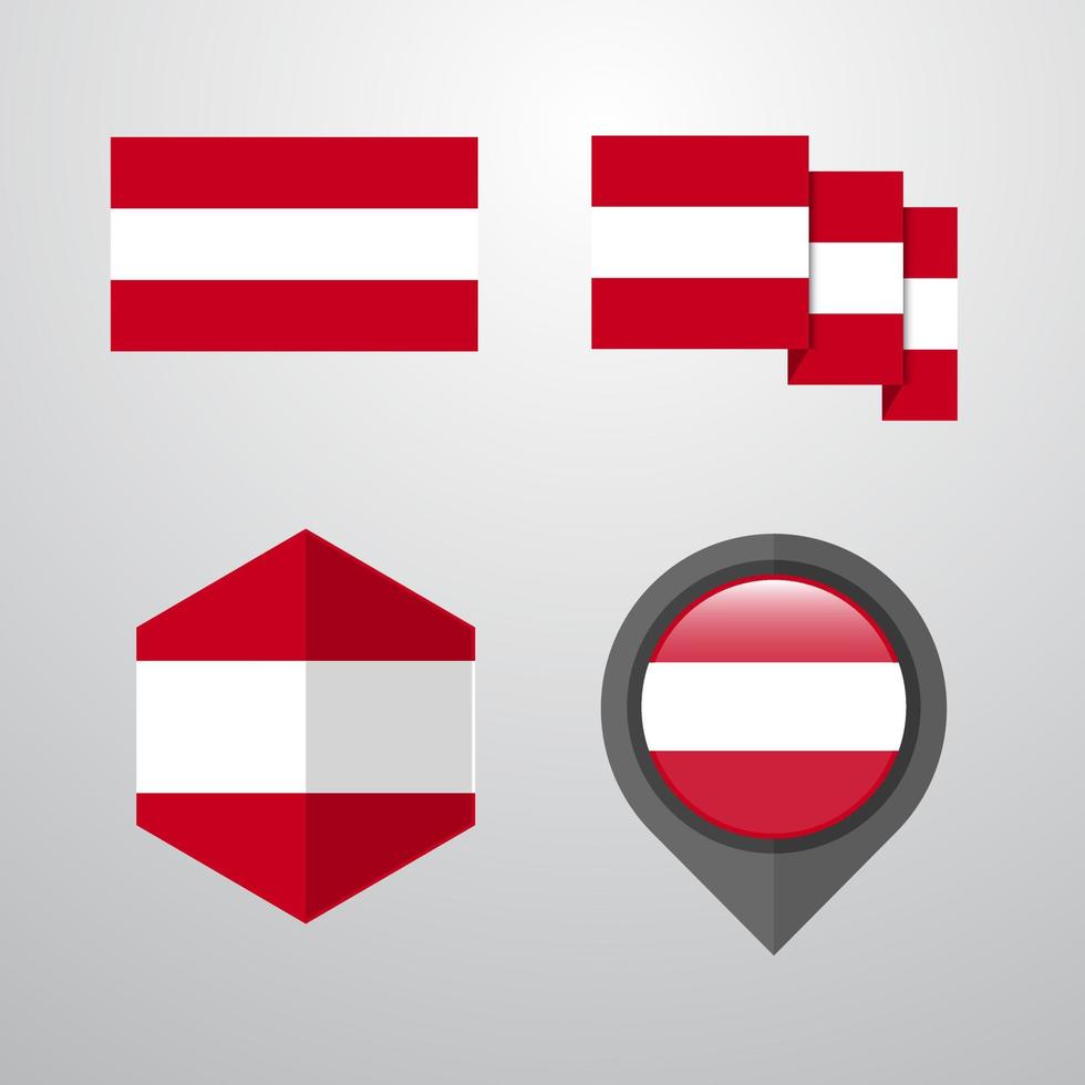 Austria flag design set vector