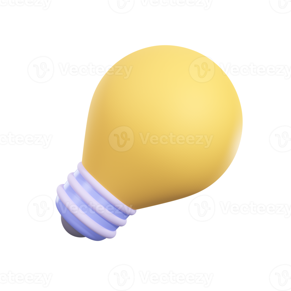 3D yellow light bulb icon business knowledge tips ideas png