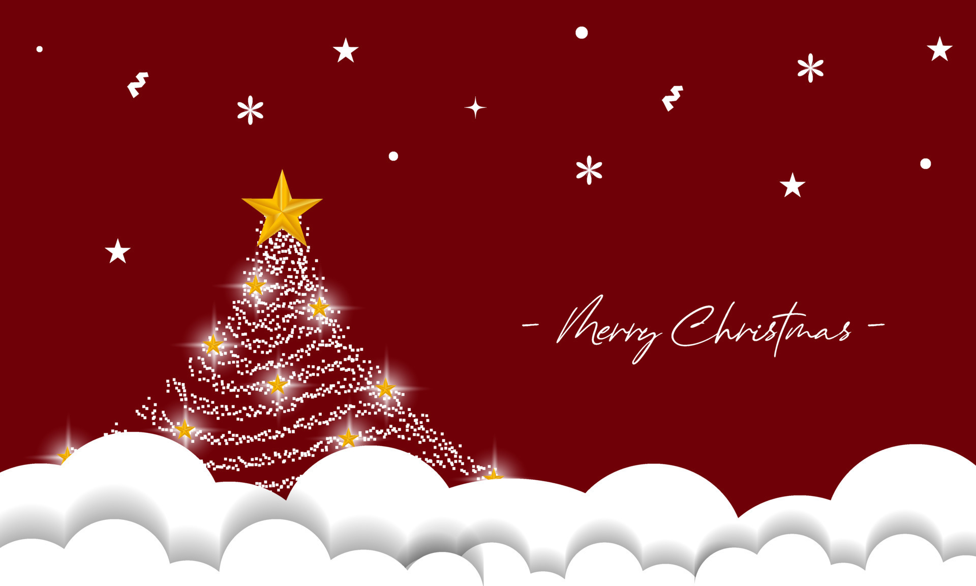 merry christmas background with christmas tree ornaments and clouds  14075434 Vector Art at Vecteezy