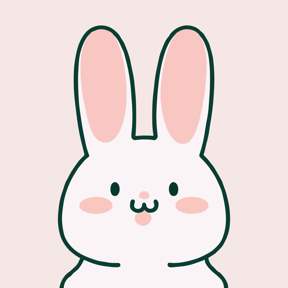 lindo conejo kawaii o conejito en diseño pastel. dibujos animados divertidos para el diseño de impresión o pegatinas. vector