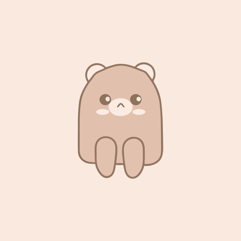 Cute Kawaii Bear in pastel design. Funny cartoon for print or sticker design. vector