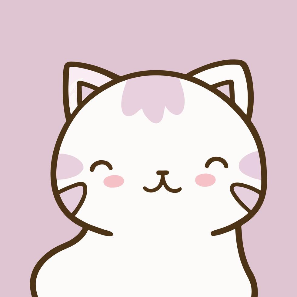 lindos gatos o gatitos kawaii en diseño pastel. dibujos animados divertidos para el diseño de impresión o pegatinas. vector