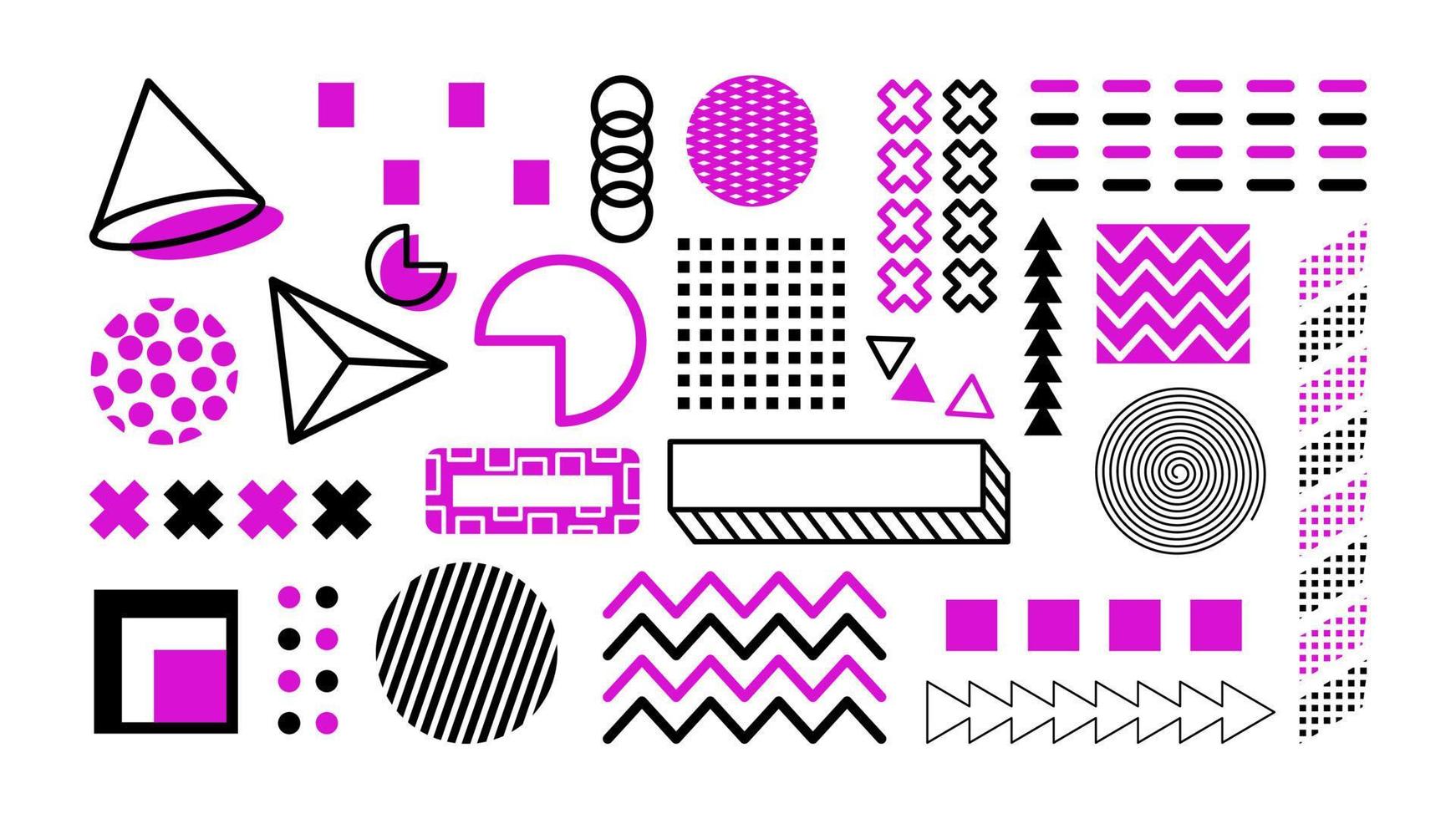 Memphis elements. retro funky graphic, 90s trends designs and vintage geometric print element vector