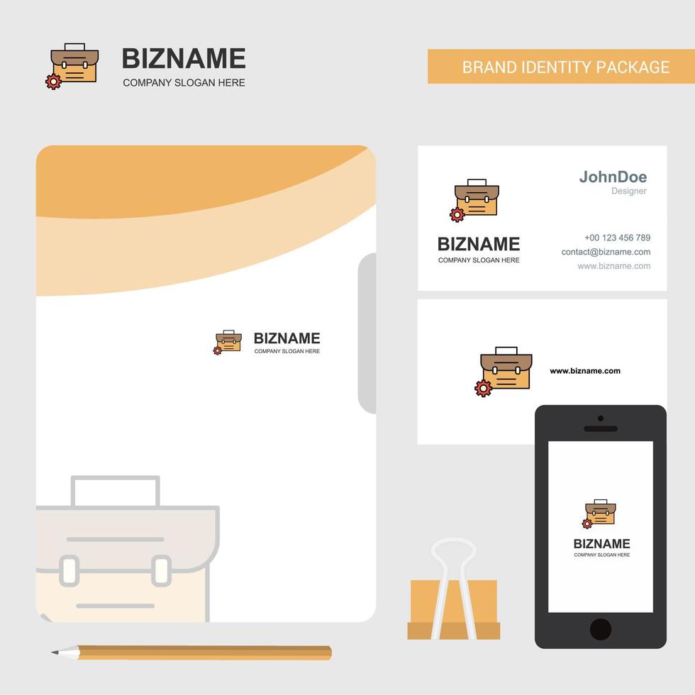 Breifcase Business Logo File Cover Visiting Card and Mobile App Design Vector Illustration