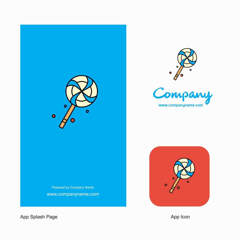 icono de la aplicación del logotipo de la empresa lollypop y diseño de la página de bienvenida elementos de diseño de aplicaciones comerciales creativas vector