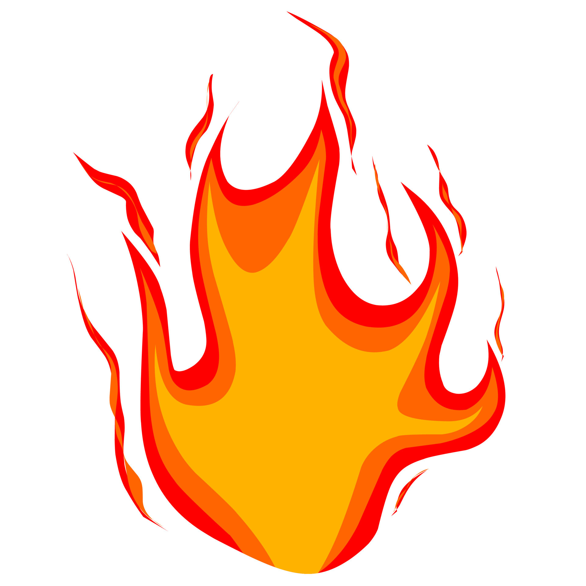 Fiery fire logo vector icon on a white background. The fire is red