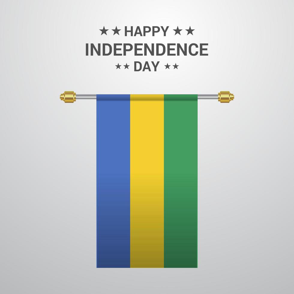 Gabon Independence day hanging flag background vector