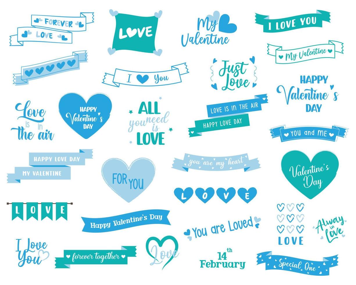 Valentines day typography for greeting cards, gifts, stickers and more. vector