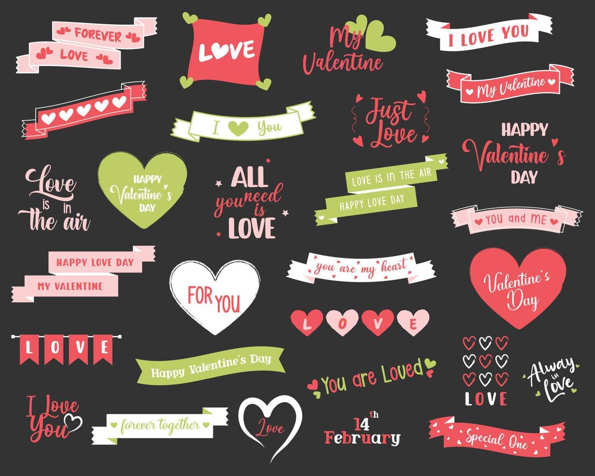tipografía del día de san valentín para tarjetas de felicitación, regalos, pegatinas y más. vector