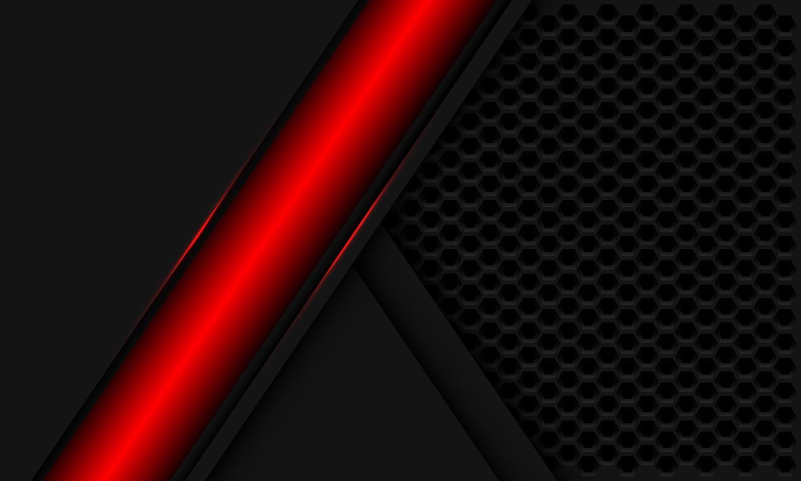 Abstract red banner slash geometric with grey hexagon mesh design modern futuristic background vector