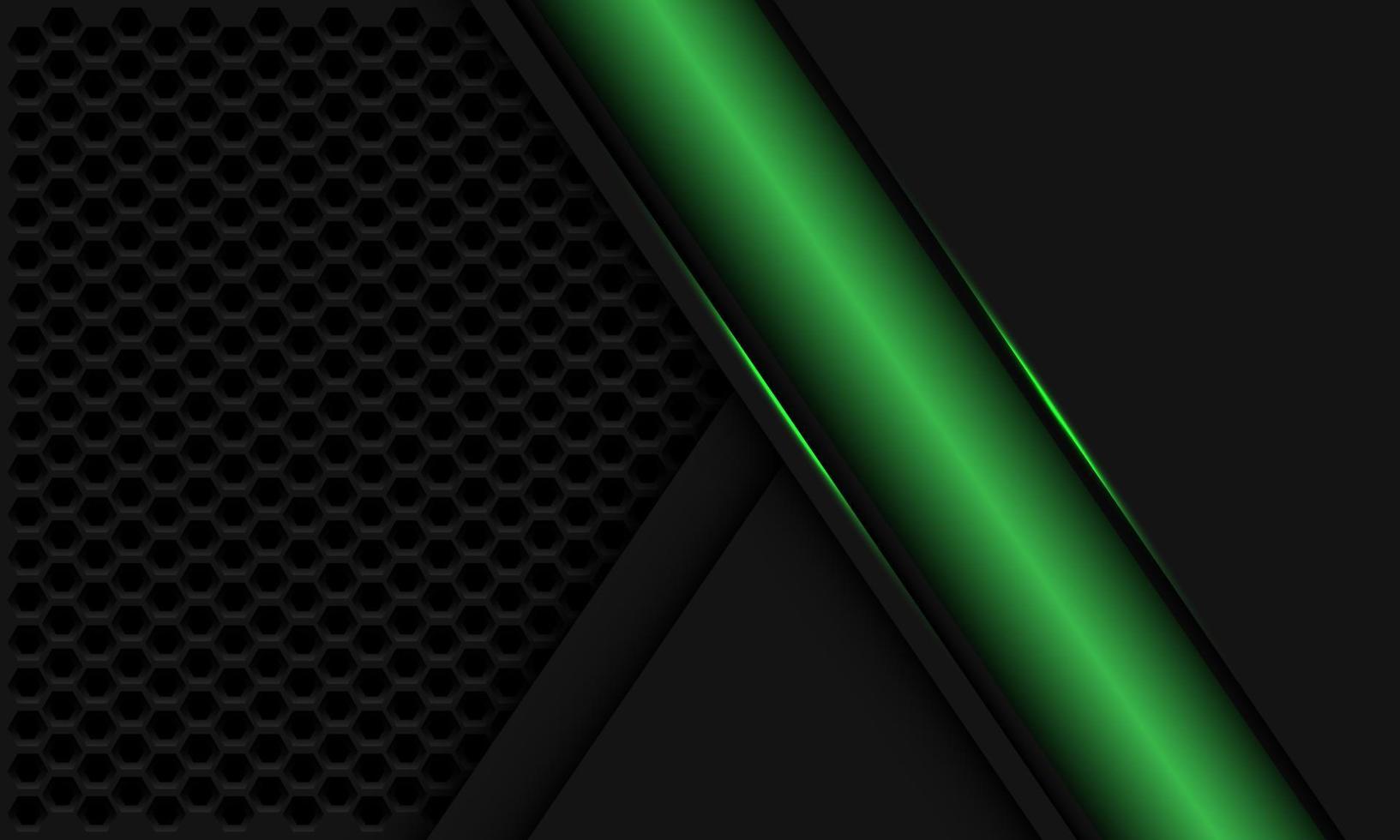 Abstract green banner slash geometric with grey hexagon mesh design modern futuristic background vector
