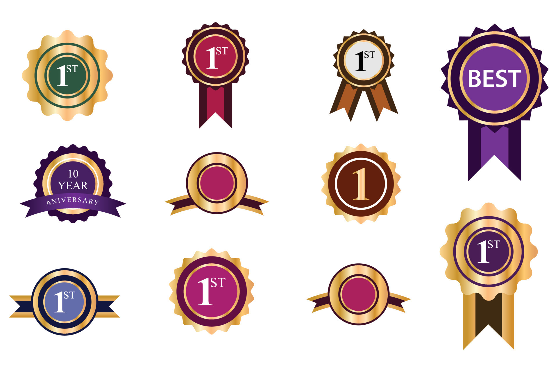 Set of classic Warranty Guarantee Gold Seal Ribbon Vintage Award